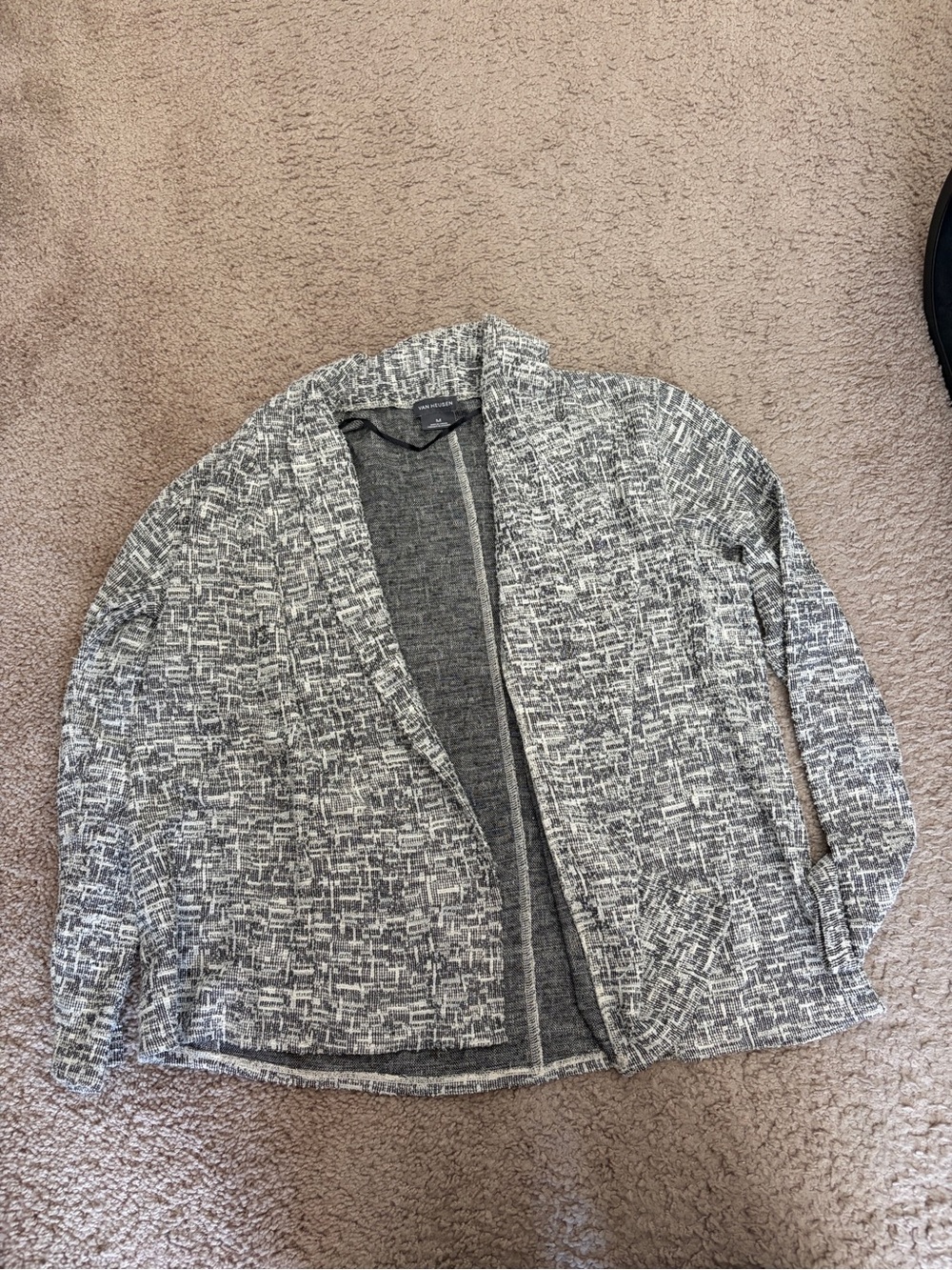 Van Heusen Black and Gray Textured Knit Cardigan